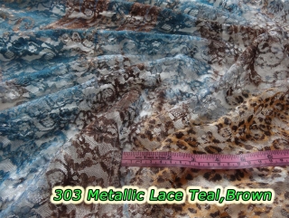 303 Metallic Lace Teal/Brown